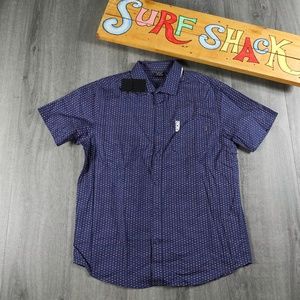 Mens Hurley Coastal Dunes Blue Pink Button Down / Up Short Sleeve Shirt Size S